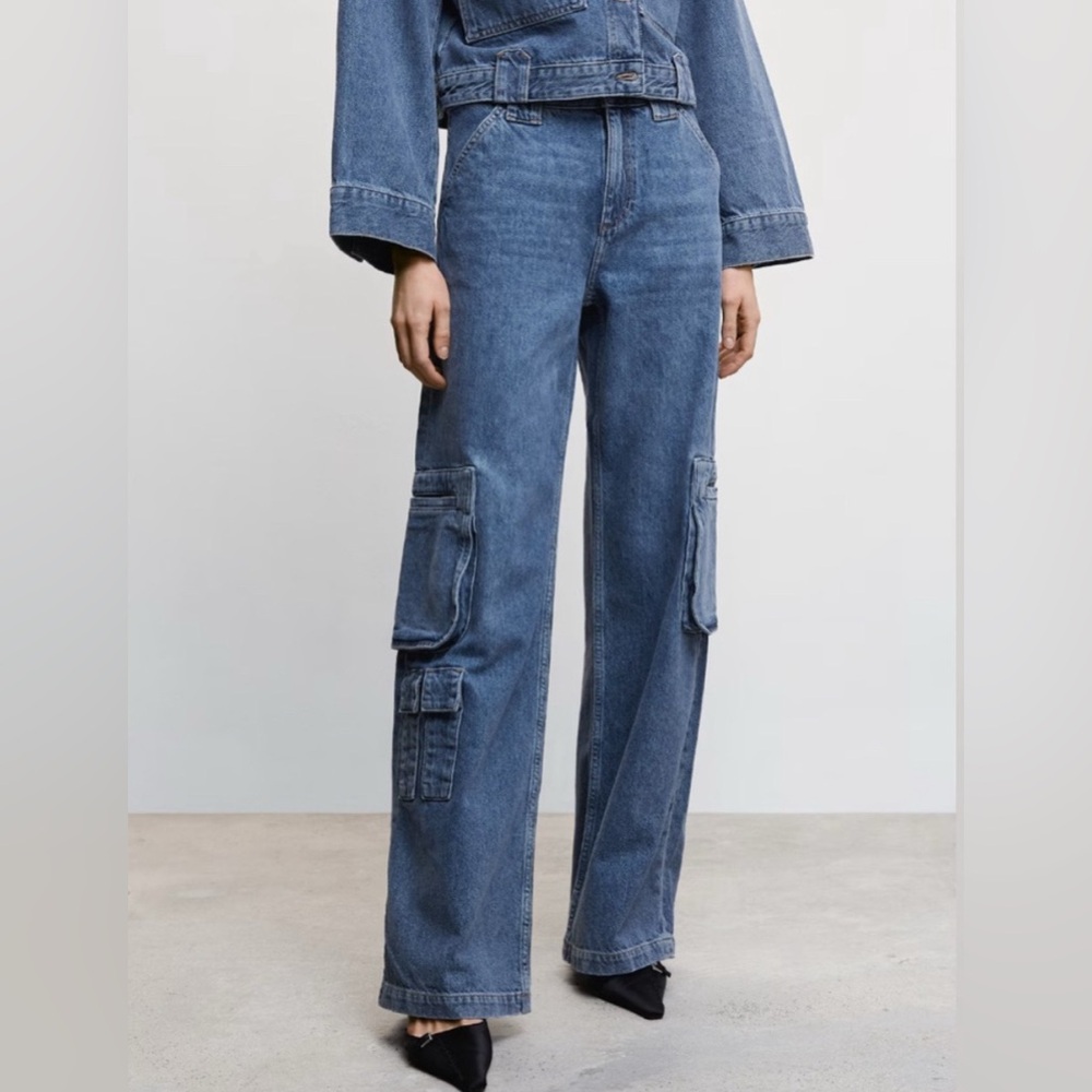 Mango Multi-pocket cargo jeans, Size 8